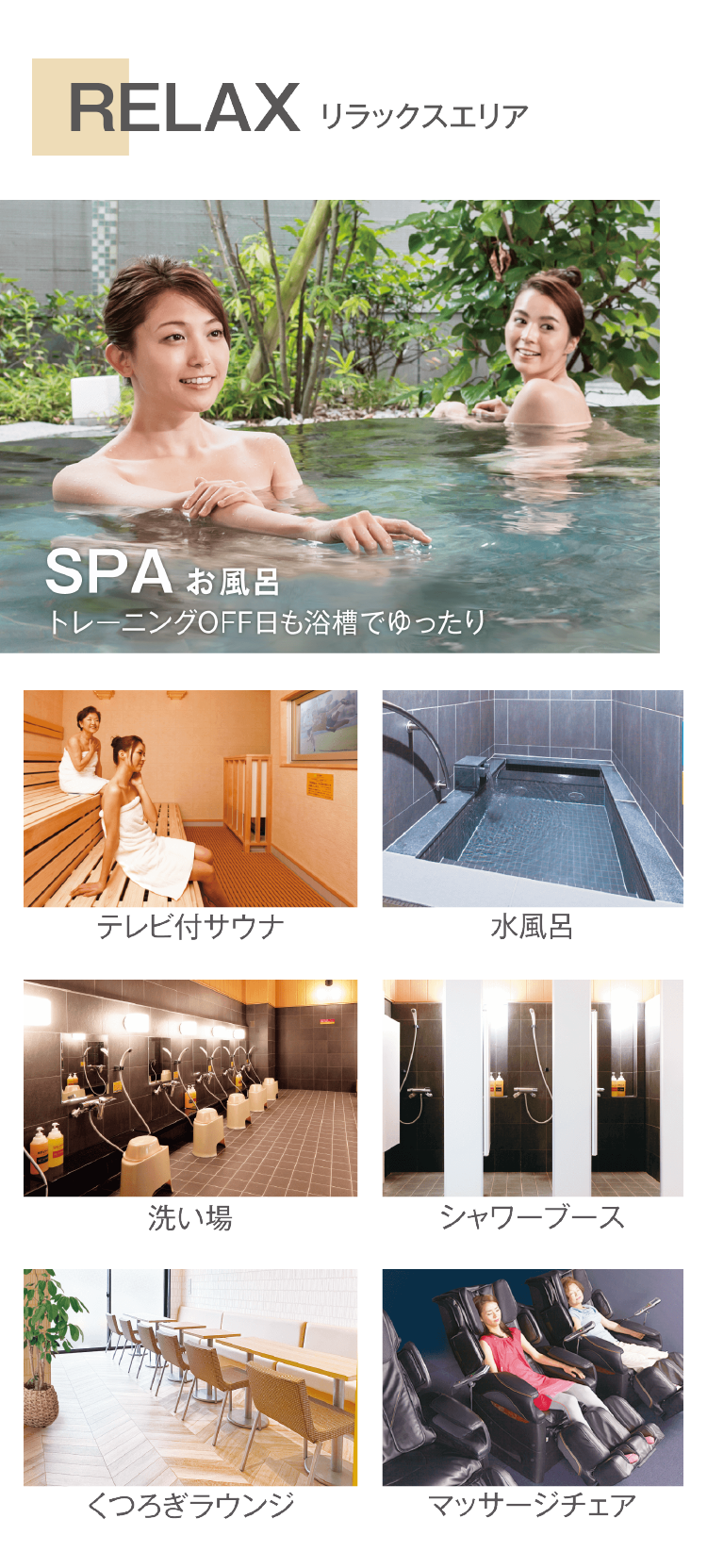 お風呂などリラックスエリアの詳細